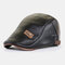 COLLROWN Men's Leather Beret Hat Casual Berets Warm Flat Caps - Black