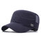 Men's Mesh Flat Cap Summer Breathable Sun Visor Polyester Flat Top Hat - Navy