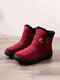 Women Snow Boots Casual Waterproof Warm Short-Calf Cotton Boots - Red