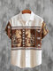 Мужские рубашки с воротником с лацканами в этническом геометрическом стиле Шаблон - Белый