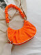 Women Nylon Fashion Solid Color Handbag Crossbody Bag - Orange