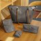 4PCS PU Leather Handbag Phone Bag Wallet Card Holder - Gray