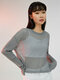 Solid Color Drop Sleeve Long Sleeve See-through Knitted T-shirt - Gray