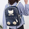Women Canvas Cute Cat Print Patchwork Casual Backpack School Bag - #03