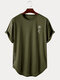Mens Rose Japanese Print Curved Hem Short Sleeve T-Shirts - Army Green