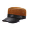 Men Durable Genuine Leather Breathable Flat Cap Winter Windproof Warm Hat Casual Outdoor Sun Hat  - Brown 2
