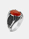 Fashion Casual Oval Shape Gemstone Alloy Ring - Red