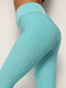 Famoso Tiktok Bubble nádegas cintura alta Yoga Legging Feminina - azul