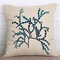 Blue Leaves Pattern Square Cotton Linen Cushion Cover Home Sofa Car Decorative Pillow Cases - #1