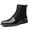 Men Vintage Cap Toe Outdoor Wearable Lace Up Ankle Boots - Black