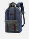 Men Canvas Fabric Vintage Large Capacity Backpack Outdoor Working Casual Laptop Bag - Blue