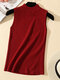 Solid Color Casual Sleeveless Knitting Sweater - Wine Red