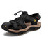 Men Large Size Casual Closed Toe Hard Wearing Outdoor Beach Sandals - Black