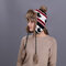 Women Maple Leaf Earmuffs Plush Lei Feng Hat Winter Outdoor Ski Windproof Knitted Cap - Black