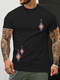 T-shirt a maniche corte da uomo etniche Argyle Modello Crew Collo - Nero