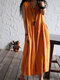 Casual Loose Women Solid Color Sleeveless Dresses - Orange