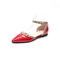 Women Pointed  Buckle Strap Sandals Flat  - Red