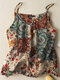 Camicie da donna con cinturino spaghetti in cotone con stampa floreale etnica vintage - Cachi