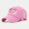 Cotton Baseball Cap With Letter Embroidered Hat - Pink
