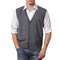 Mens Winter Woolen Knitted Single Breasted Cardigan Vest Jacquard V-neck Casual Sweater - Dark Gray