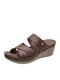 Women Summer Holiday Comfortable Wearable Casual Beach Wedges Slippers - Brown