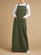 Einfarbig Ärmellos Tasche Lässig Kleid Für Damen - Grün