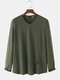 Mens Pure Color Tag V-Neck Knitted Sporty Long Sleeve T-Shirts - Army Green