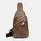 Men Large Capacity Earphone Hole Business Multi-pocket Crossbody Bag Chest Bag Sling Bag - Brown