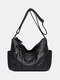 Women Vintage Large Capacity PU Leather Crossbody Bag Shoulder Bag - Black