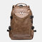 Men PU Leather Functional Backpack Universal Laptop Backpack - Brown