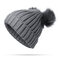 Womens Knit Pom Pom Bucket Beanie Cap Soft Comfortable Fashionable Winter Warm Outdoor Snow Hats - Grey
