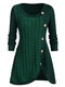 Jacquard Patchwork Long Sleeve Knit Plus Size Women Sweater - Green