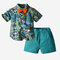 2Pcs Boys Coconut Print Beach Vacation Shirt+Short Pants Casual Clothing Sets For 1-8Y - Green