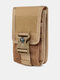 Men's Nylon Double Layer Phone Bag Mesh Cell Phone Waist Bag Outdoor Compass Cigarette Case Sports Waist Bag Function Card Case - Khaki