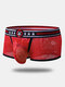 Men Sexy Side Fly Pouch Lace Boxer Briefs Thin Transparent Breathable Underwear - Red