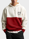 Mens Smile Face Print Patchwork Casual Loose Drawstring Hoodies - Red