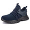Men Knitted Fabric Breathable Anti Smashing Outdoor Slip Resistant Safety Shoes - Blue