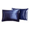 2 pcs/set Soft Silk Satin Pillow Case Bedding Solid Color Pillowcase Smooth Home Cover Chair Seat Decor - Blue