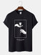 Mens 100% Cotton Slogan Rose Gesture Pattern Short Sleeve T-Shirt - Black