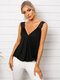 Solid Crossed Front Lace Straps V-neck Sleeveless Tank Top - Black