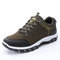 Men Microfiber Leather Outdoor Slip Resistant Lace Up Hiking Shoes - Army