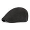 Men Retro England Style Cotton Hemp Solid Sweat Breathable Leisure Beret Cap UV Protection Sun Hat - Black