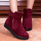 Women Winter Shoes Faux Fur Warm Zip Cotton Female Snow Ankle Boots - Red