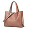 Women PU Leather Casual Handbag Large Capacity Tote Bag Solid Crossbody Bag - Pink