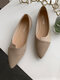 Women Casual Suede Asymmetrical Patchwork Single Shoes Soft Comfy Flats - Beige