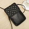 Women Genuine Leather Lingge Phone Bag Mini Crossbody Bag  - Black 2