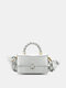 Women Faux Leather Casual Multi-Carry Solid Color Mini Handbag Crossbody Bag - White