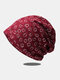 Women Lace Floral Pattern Printed Sun Protection Breathable Beanie Hat - Wine Red