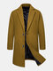 Mens Vintage Mid-Length Slim Woolen Pocket Casual Overcoat - Camel