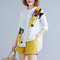 New Literary Plus Size Women's Chiffon Printing Short-sleeved Shirt + Shorts Two-piece Suit - Photo Color